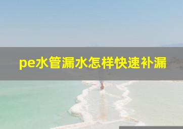 pe水管漏水怎样快速补漏(