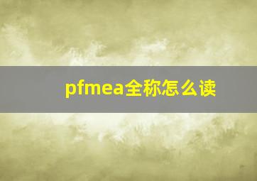 pfmea全称怎么读