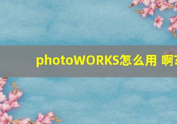 photoWORKS怎么用 啊?