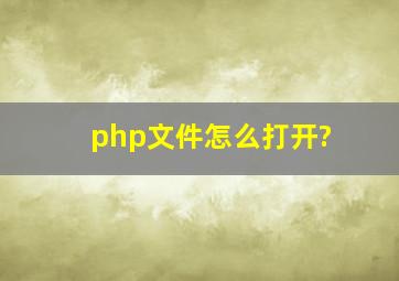 php文件怎么打开?