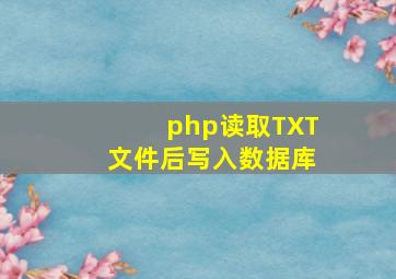 php读取TXT文件后写入数据库