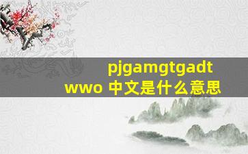 pjgamgtgadtwwo 中文是什么意思