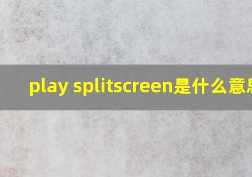 play splitscreen是什么意思