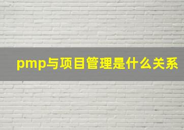 pmp与项目管理是什么关系