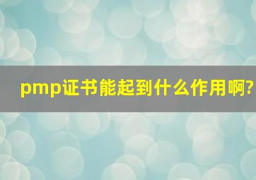 pmp证书能起到什么作用啊?