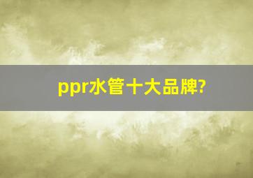 ppr水管十大品牌?