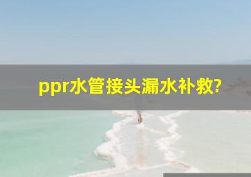 ppr水管接头漏水补救?