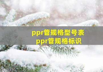 ppr管规格型号表 ppr管规格标识