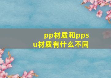 pp材质和ppsu材质有什么不同