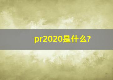 pr2020是什么?