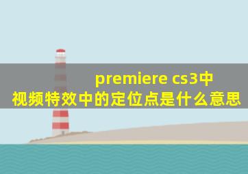 premiere cs3中视频特效中的定位点是什么意思