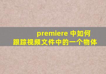 premiere 中如何跟踪视频文件中的一个物体