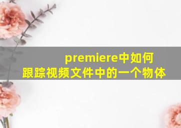 premiere中如何跟踪视频文件中的一个物体