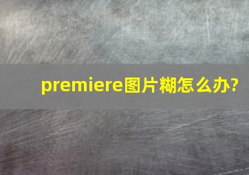 premiere图片糊怎么办?