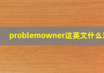 problemowner这英文什么意思