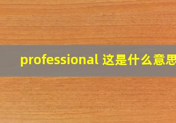 professional 这是什么意思