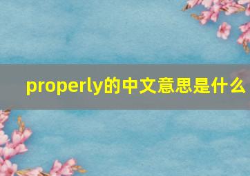 properly的中文意思是什么