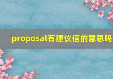 proposal有建议信的意思吗