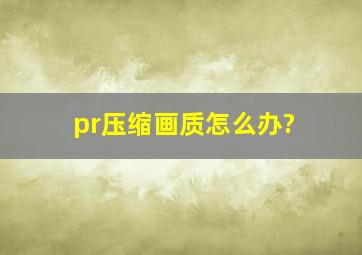 pr压缩画质怎么办?