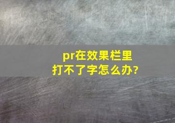 pr在效果栏里打不了字怎么办?