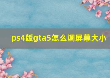 ps4版gta5怎么调屏幕大小 