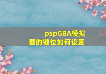 pspGBA模拟器的键位如何设置