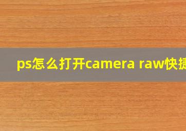 ps怎么打开camera raw快捷键