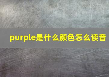 purple是什么颜色怎么读音