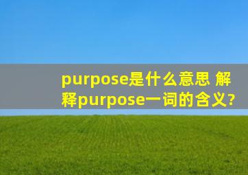 purpose是什么意思 解释purpose一词的含义?