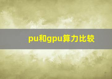 pu和gpu算力比较(