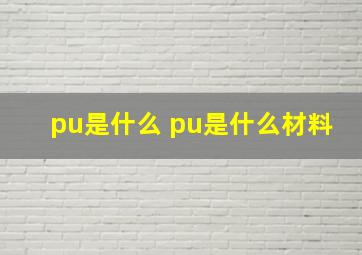 pu是什么 pu是什么材料