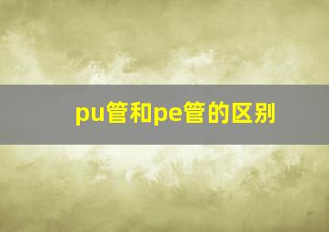 pu管和pe管的区别