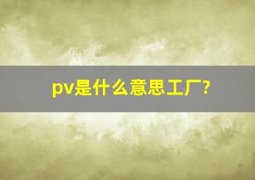 pv是什么意思工厂?