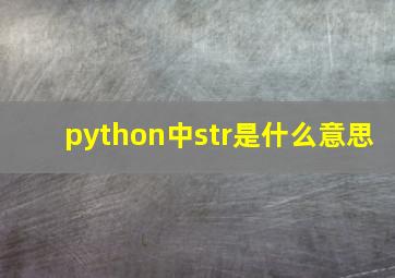 python中str是什么意思