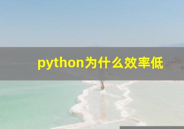 python为什么效率低