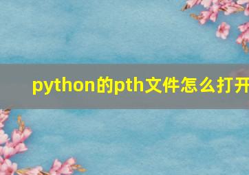 python的pth文件怎么打开
