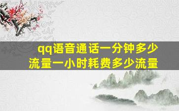 qq语音通话一分钟多少流量一小时耗费多少流量