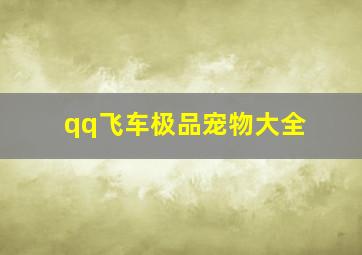 qq飞车极品宠物大全