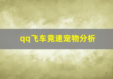 qq飞车竞速宠物分析