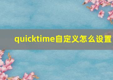 quicktime自定义怎么设置
