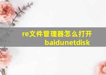 re文件管理器怎么打开baidunetdisk