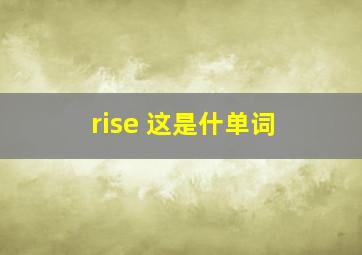 rise 这是什单词