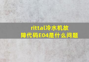 rittal冷水机故障代码E04是什么问题