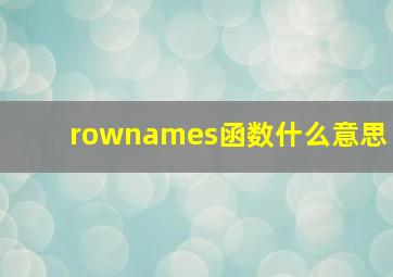 rownames函数什么意思