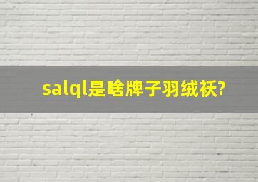 salql是啥牌子羽绒袄?