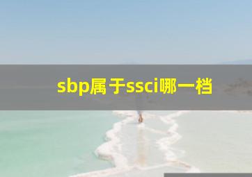 sbp属于ssci哪一档