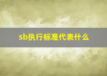 sb执行标准代表什么(