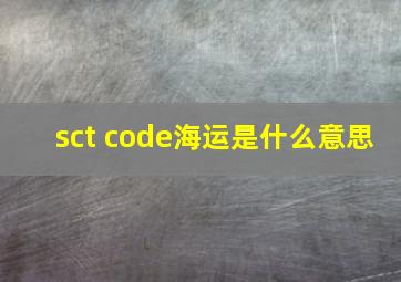 sct code海运是什么意思