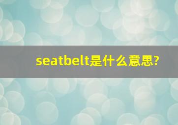 seatbelt是什么意思?