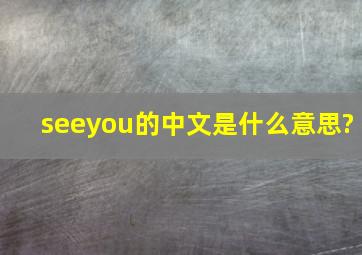 seeyou的中文是什么意思?